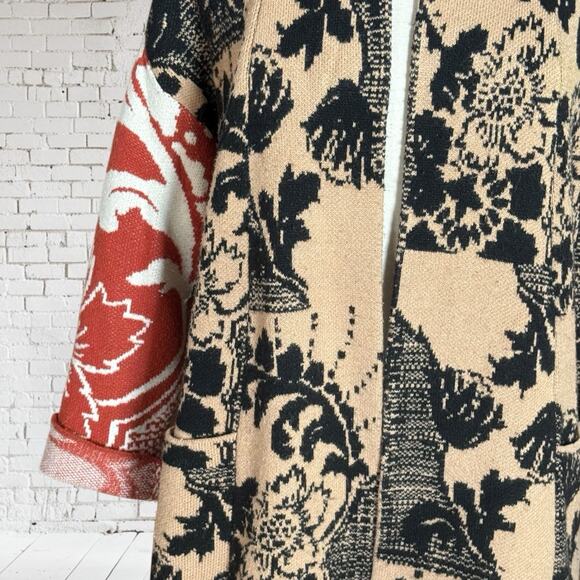 Anthropologie Lola Cardigan Sweater Sz XS/S Oversized Black Multi Floral Boho - Picture 6 of 14
